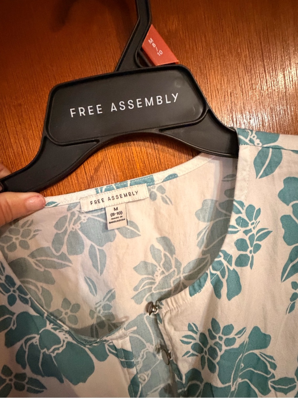 Free Assembly Women's Teal Floral Button Front Dress